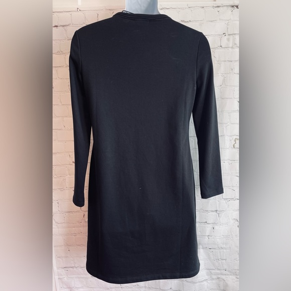 NWT DKNY Ling Sleeve Sweatshirt Dress.  Black With Chest Logo.  Size Large. - Picture 2 of 8